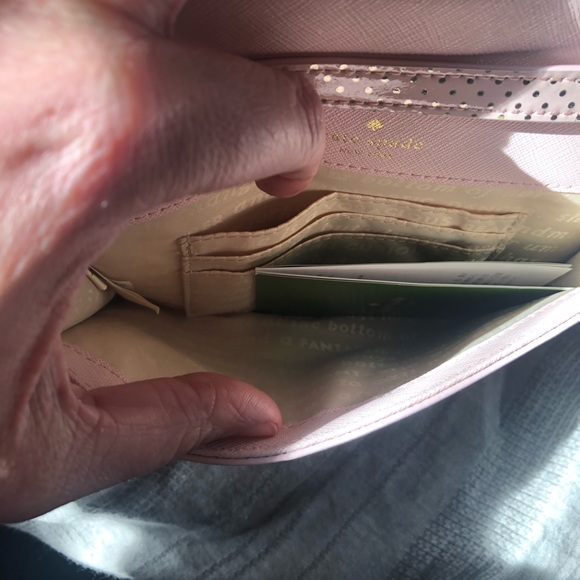 NWT Pale Pink and Gold Polka Dot Kate Spade Mini Envelope Purse - Picture 3 of 10